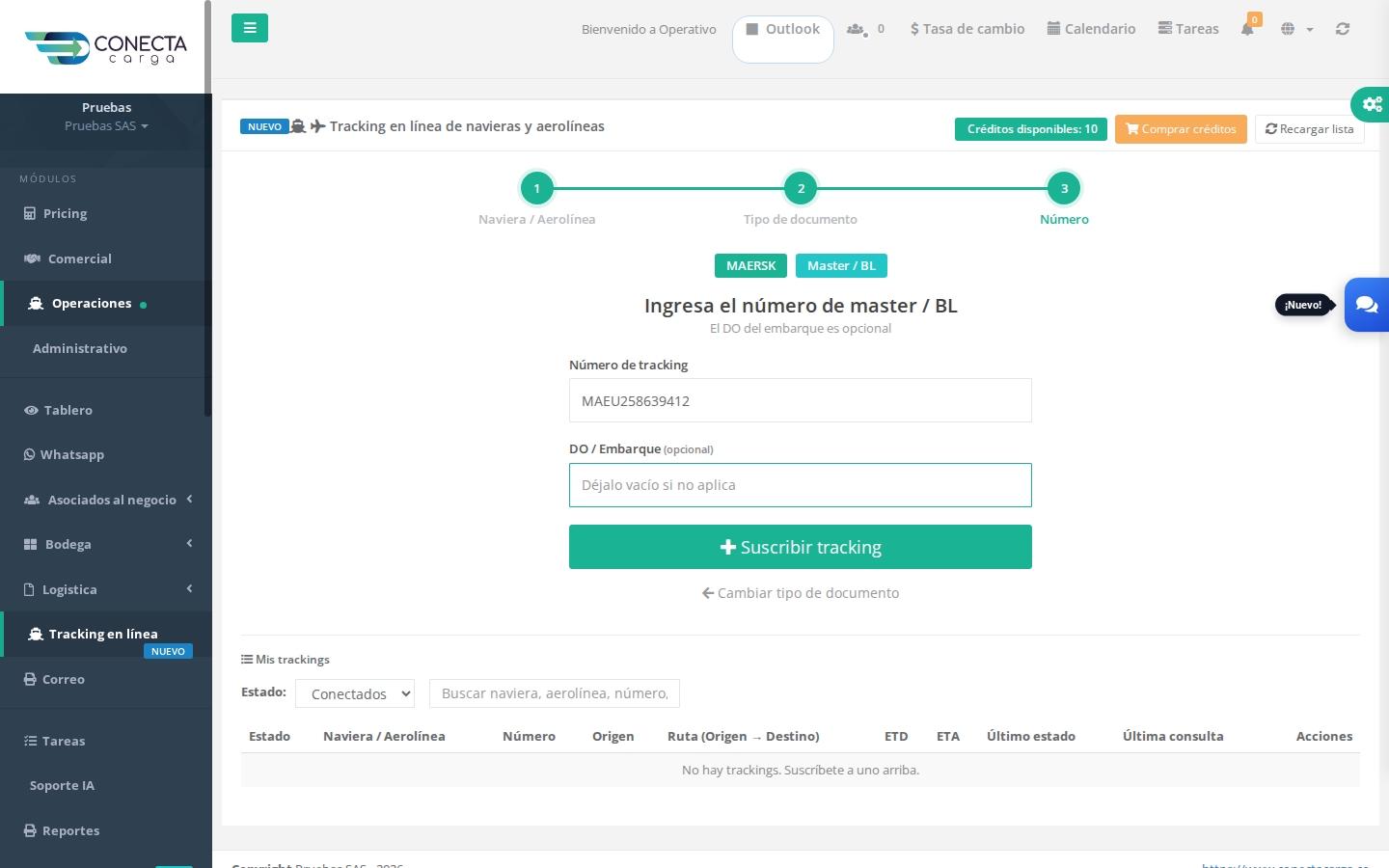 Número de tracking y DO
