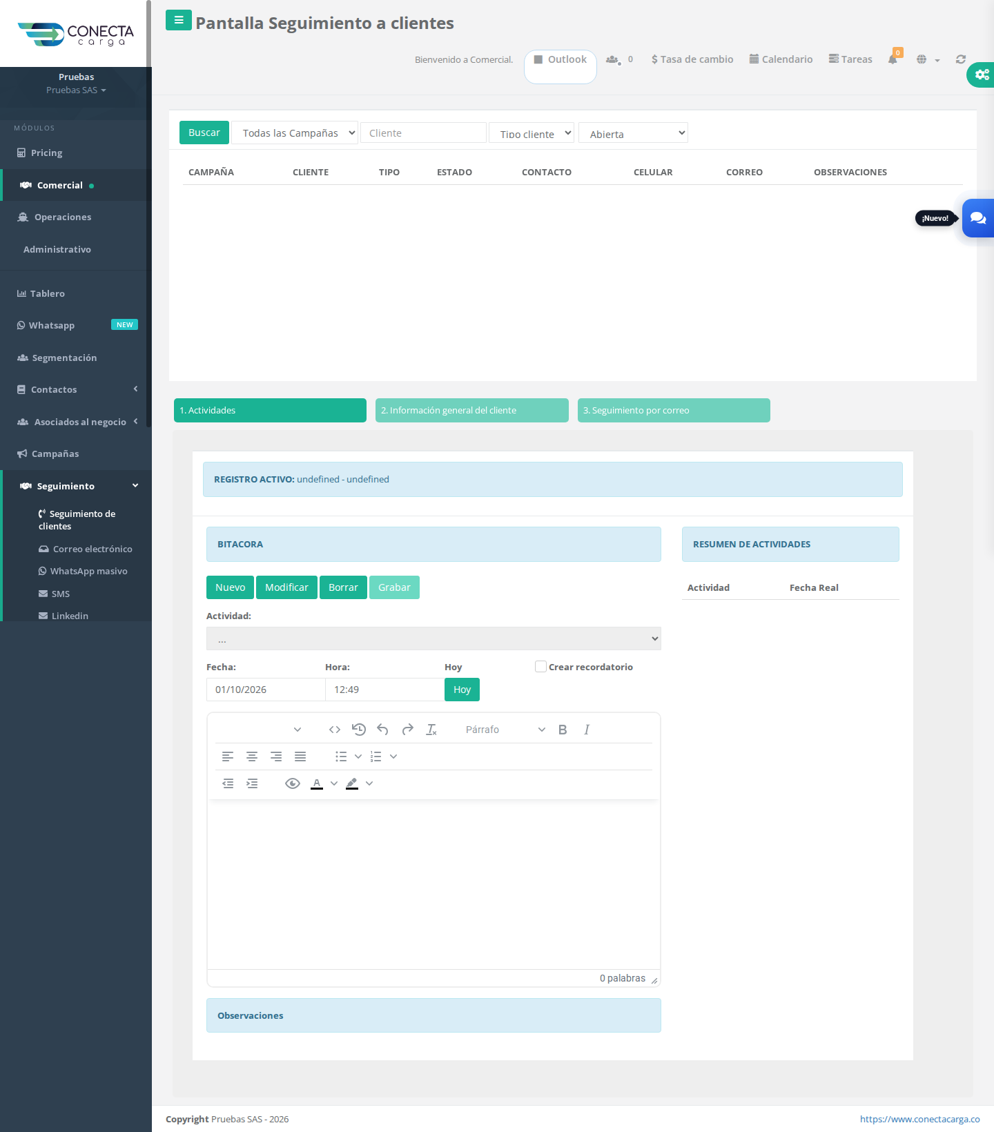 Seguimiento de clientes