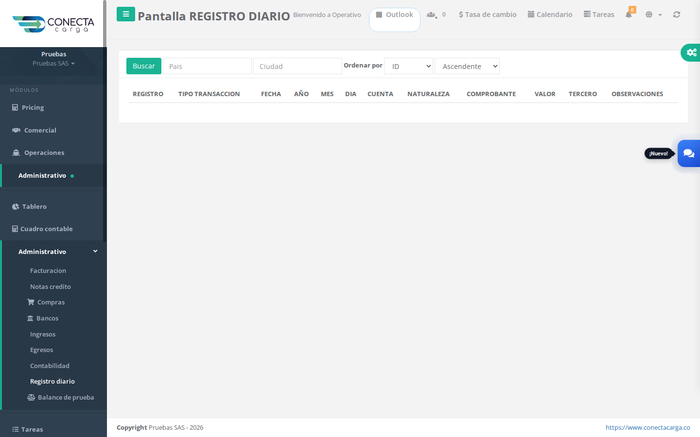 Registro diario